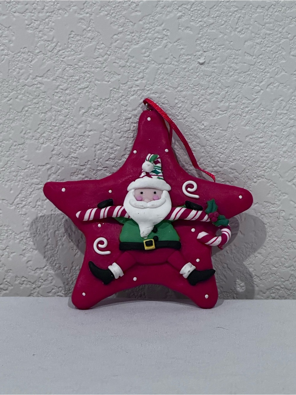 Magenta Star Santa Holiday Ornament - Festive Star Decoration